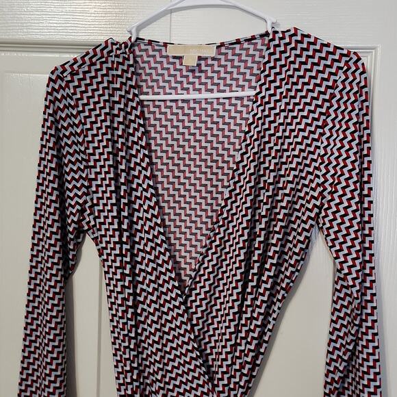 Michael Kors Women's Multi-colored Chevron Wrap Knee Length Dress Size SM - Picture 6 of 8